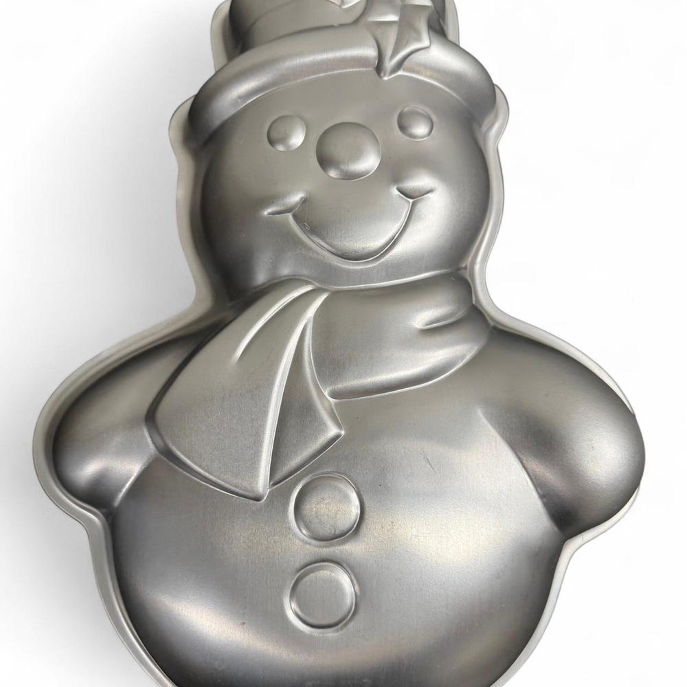 Vintage 1990 Wilton Merry Snowman Cake Pan Aluminum Holiday Mold 2105-9495